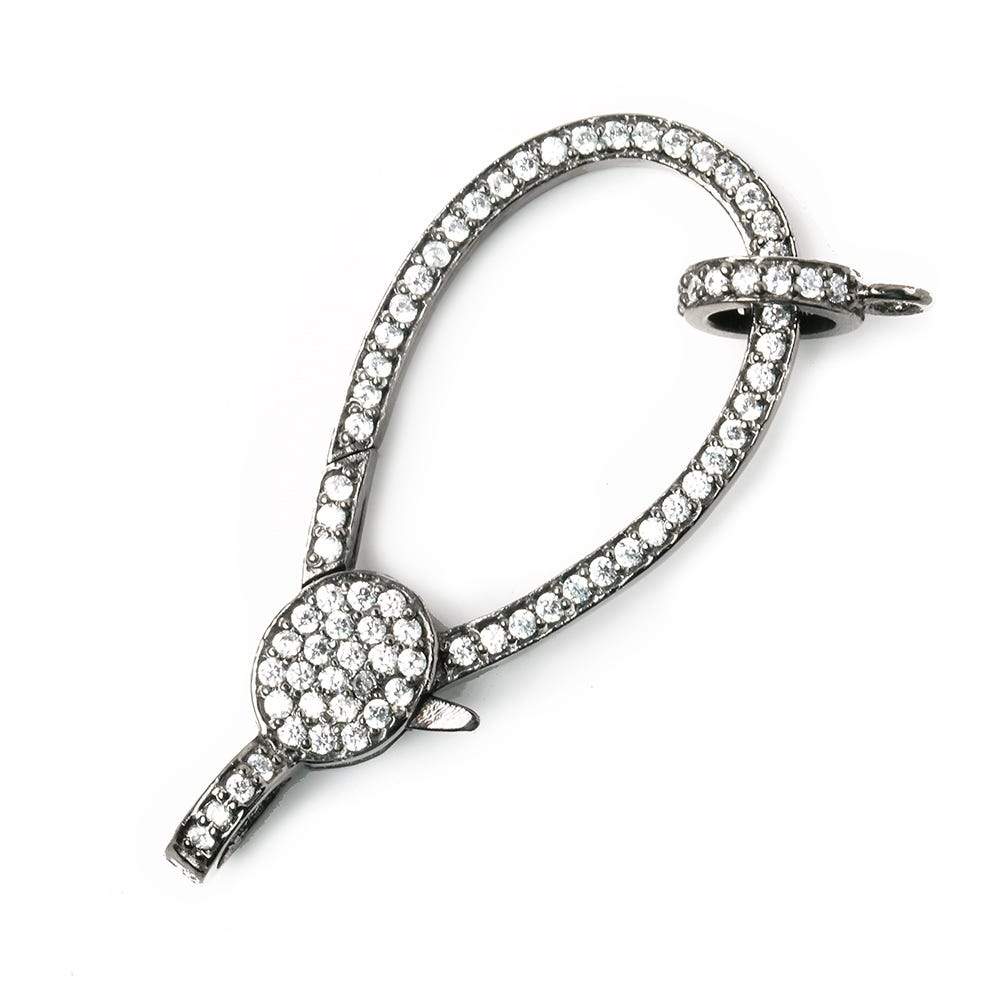40x17mm Black Gold .925 Silver Pave CZ Lobster Clasp with CZ Ring 1 piece - Beadsofcambay.com