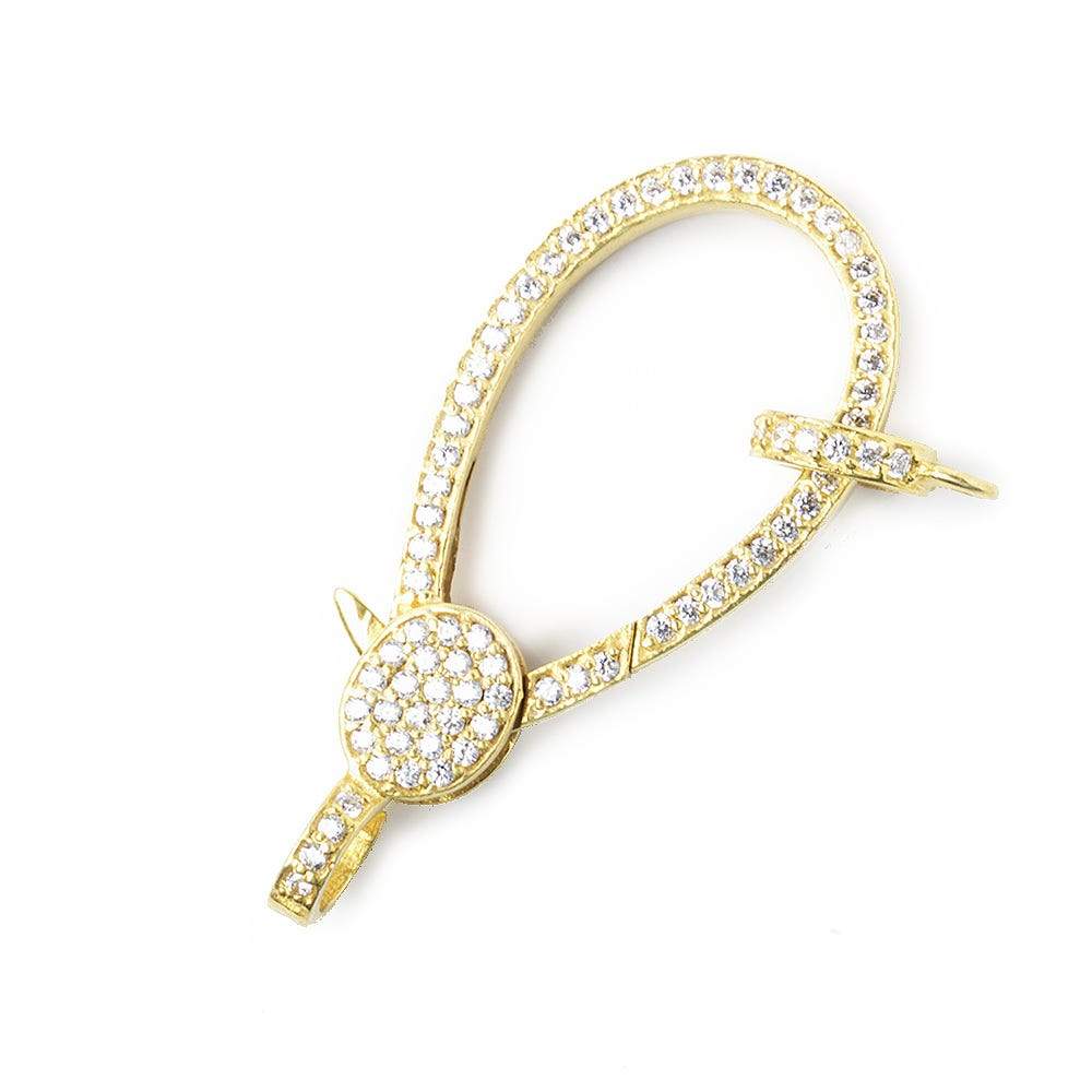 40x17mm Vermeil Pave CZ Lobster Clasp with CZ Ring 1 piece - Beadsofcambay.com