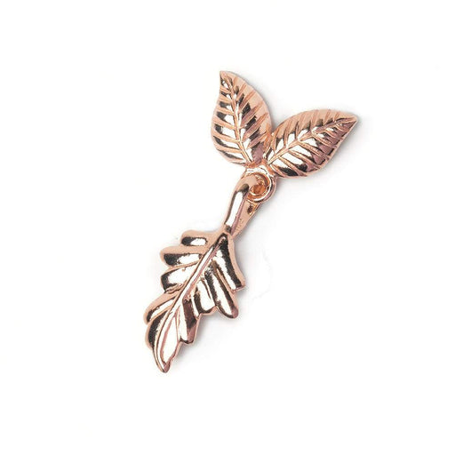 40x18mm Rose Gold plated Sterling Silver Hook & Clasp Nature Leaves 1 finding - Beadsofcambay.com