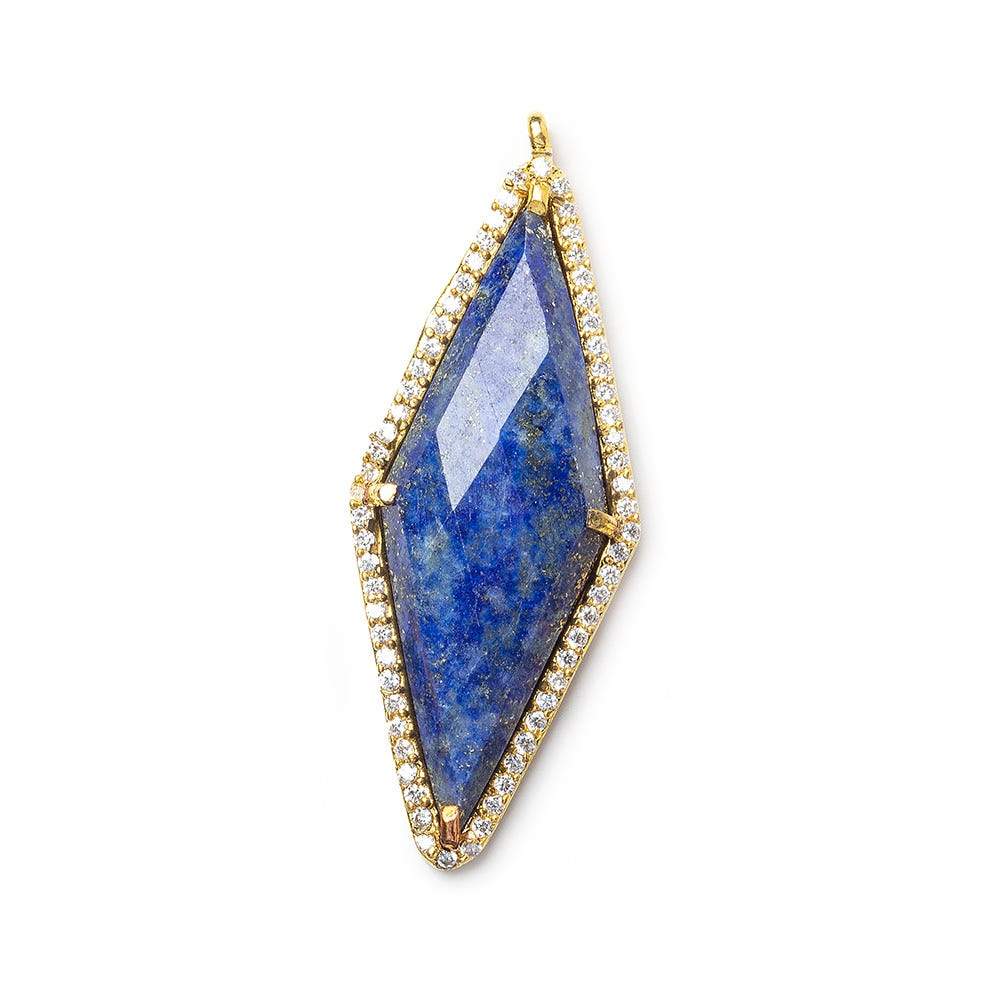 40x18mm Vermeil Bezel CZ & Lapis Lazuli Faceted Kite Marquise Pendant 1 focal bead - Beadsofcambay.com