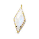 40x18mm Vermeil Bezel CZ & Rainbow Moonstone Faceted Kite Marquise Pendant 1 focal bead - Beadsofcambay.com