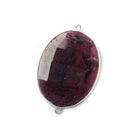 40x23mm Rhodolite Garnet Oval Sterling Silver Bezel Connector 1 piece - Beadsofcambay.com