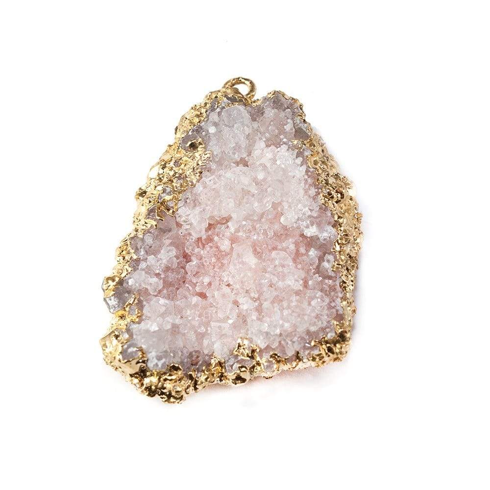 40x24mm 22kt Gold Leaf Edged Calcite Mineral Crystal Pendant 1 piece - Beadsofcambay.com