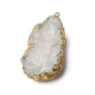 40x24mm 22kt Gold Leaf Edged Calcite Mineral Crystal Pendant 1 piece - Beadsofcambay.com