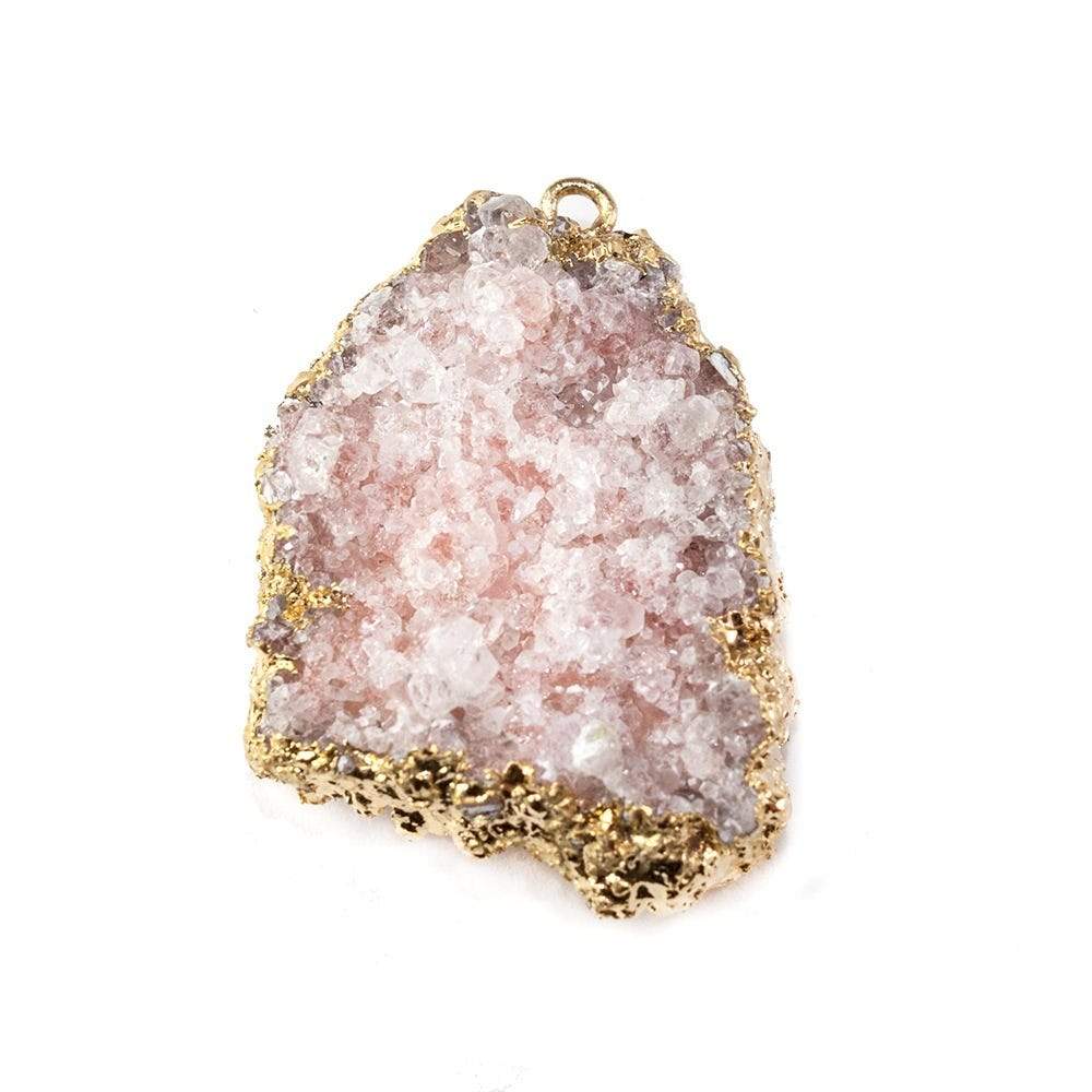 40x24mm 22kt Gold Leaf Edged Calcite Mineral Crystal Pendant 1 piece - Beadsofcambay.com
