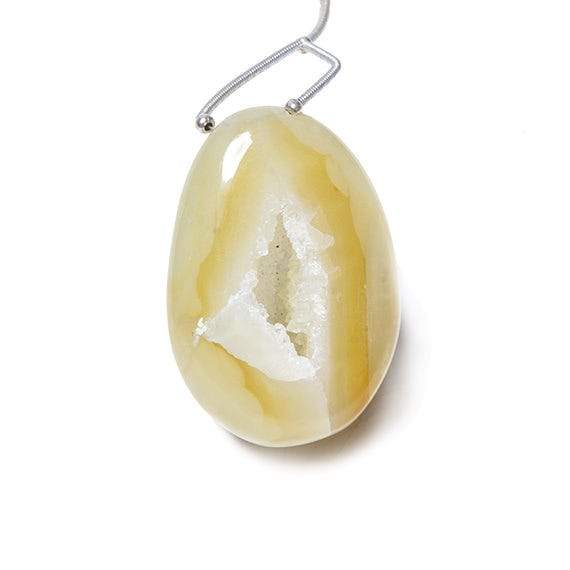 40x27mm Concave Pale Yellow Agate Drusy Freeform Focal Bead 1 piece - Beadsofcambay.com