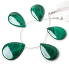 40x28-48x37mm Malachite Plain Pear Briolettes 6 inch 5 Beads - Beadsofcambay.com