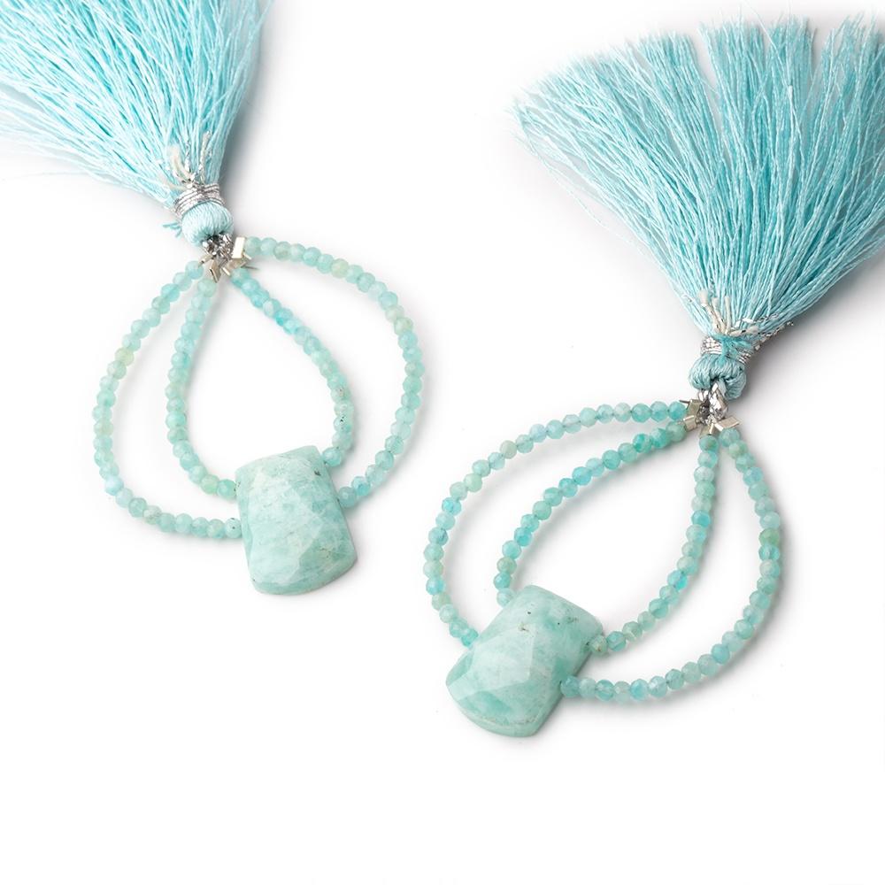 40x30mm Amazonite Faceted Fancy Focal Beads Sold as a Set of 2 - Beadsofcambay.com