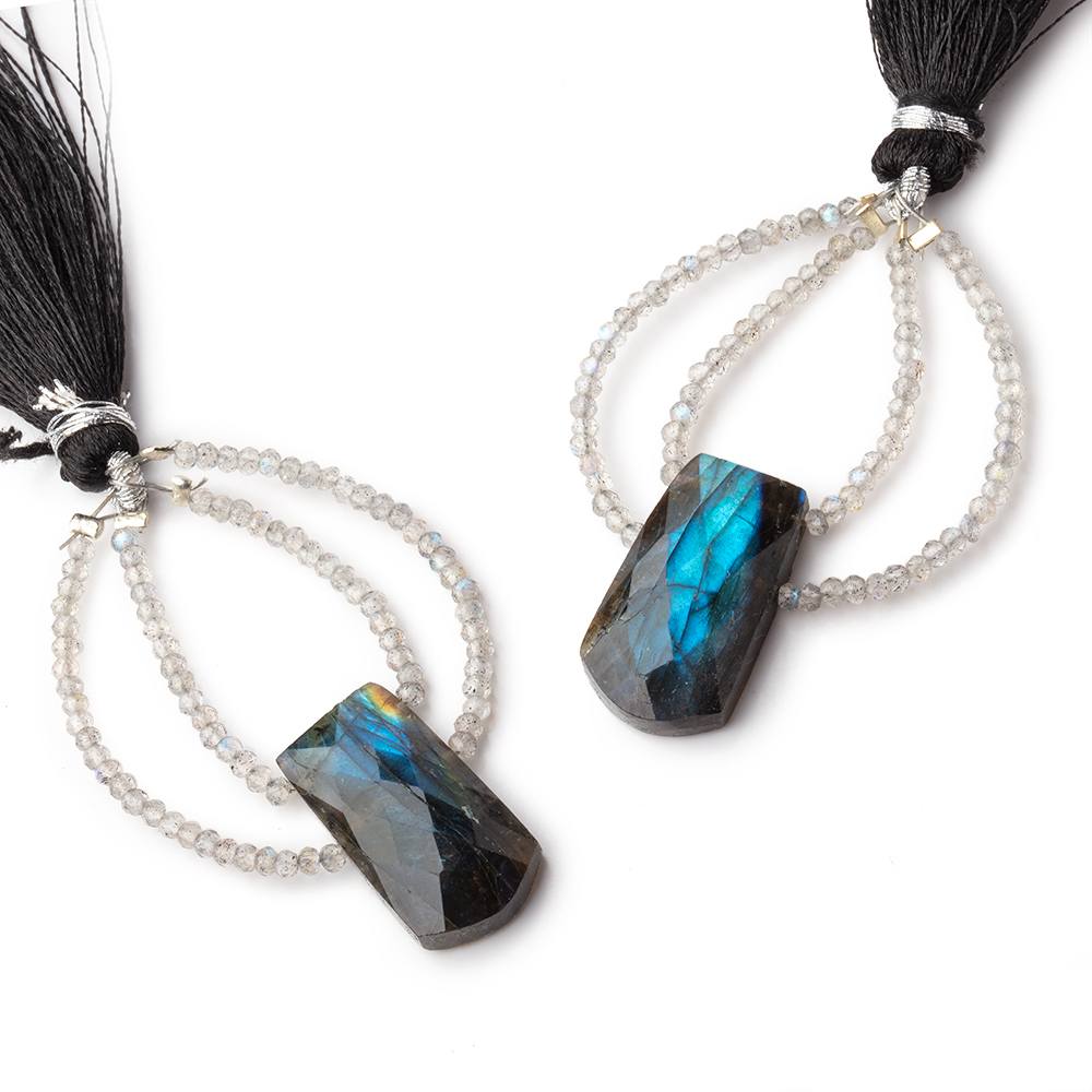 40x30mm Labradorite Faceted Fancy Focal Beads Set of 2 - Beadsofcambay.com