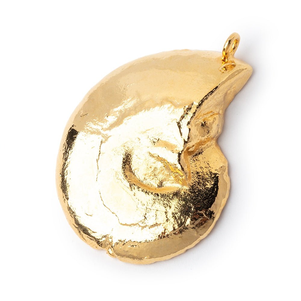 40x32mm Gold Leafed Ammonite Fossil Pendant 1 focal piece - Beadsofcambay.com