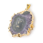 40x34mm Gold Leafed Amethyst Solar Quartz Slice Pendant 1 focal piece - Beadsofcambay.com