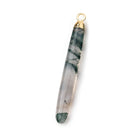 40x5mm Gold Leafed Moss Agate Plain Tube Pendant 1 piece - Beadsofcambay.com