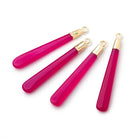 40x6mm Gold Leafed Berry Pink Chalcedony Pear Pendant 1 focal piece - Beadsofcambay.com