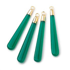 40x6mm Gold Leafed Green Onyx Plain Pear Pendant 1 piece - Beadsofcambay.com