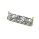 40x8mm Gold Leaf Edged Light Grey Quartz Drusy East West Bar Connector 1 piece - Beadsofcambay.com