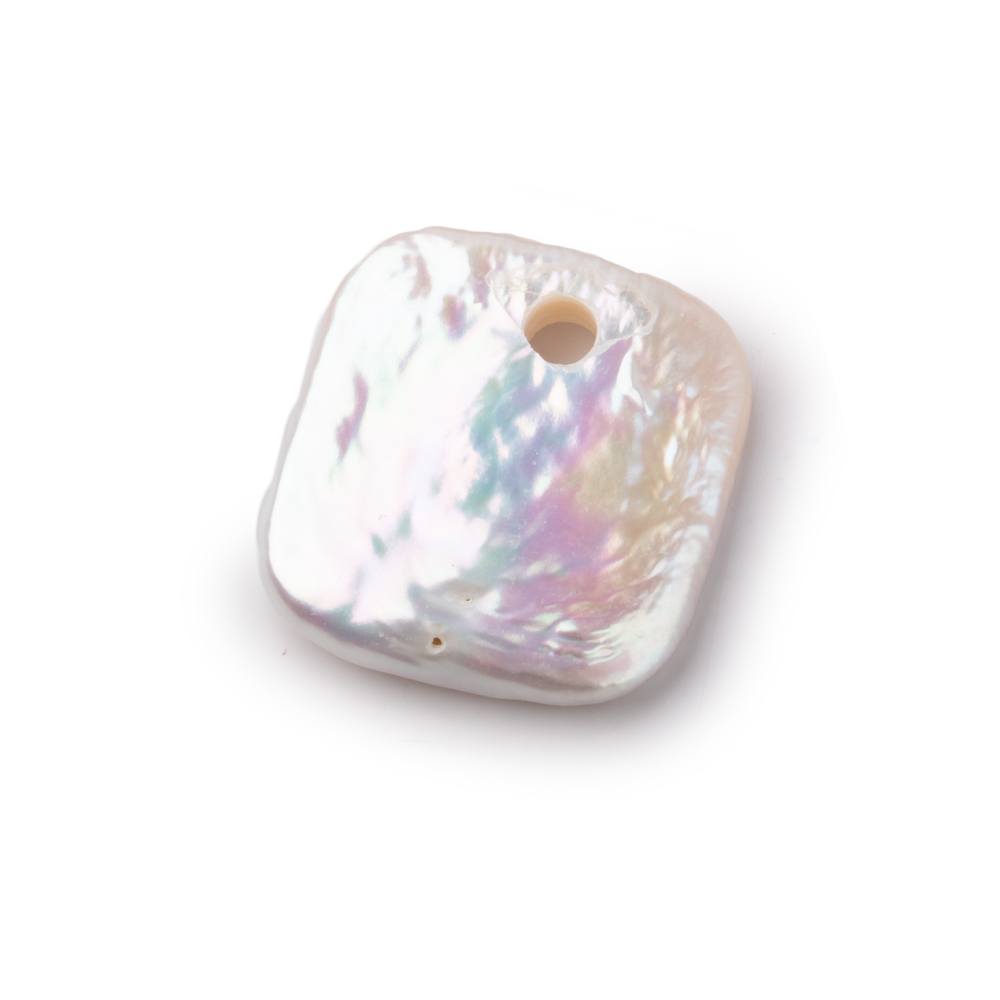 20-22mm Off White Square Large Hole Pearl Focal Bead 1 piece - BeadsofCambay.com
