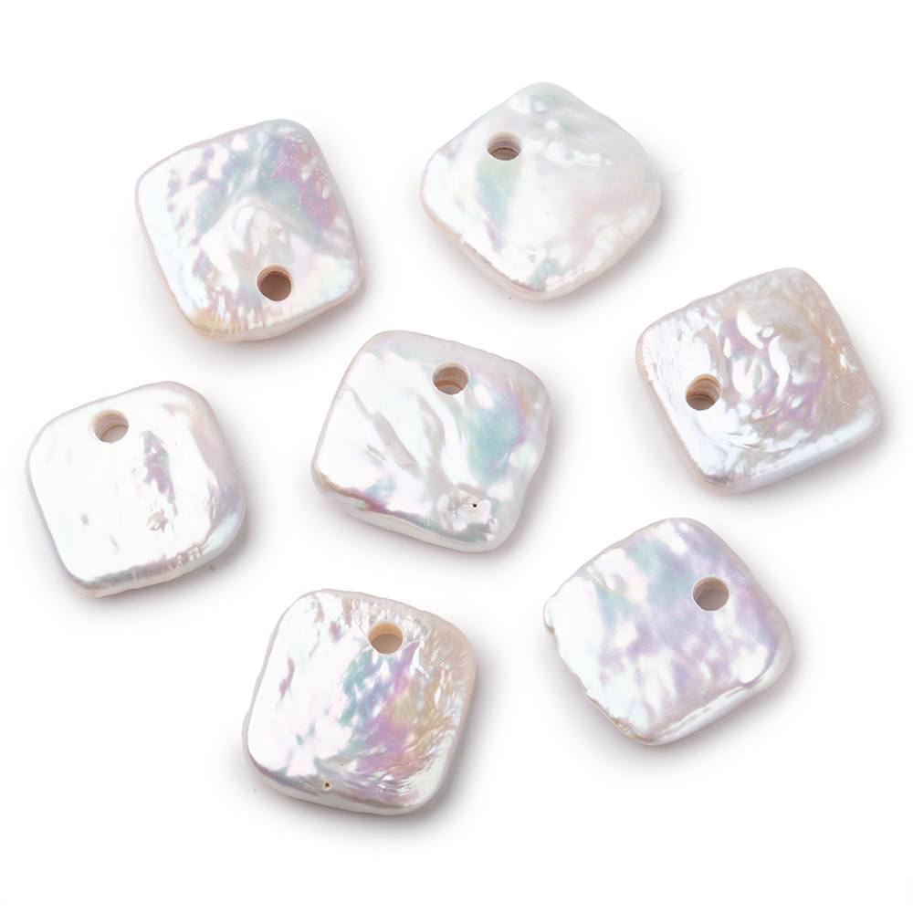 20-22mm Off White Square Large Hole Pearl Focal Bead 1 piece - BeadsofCambay.com