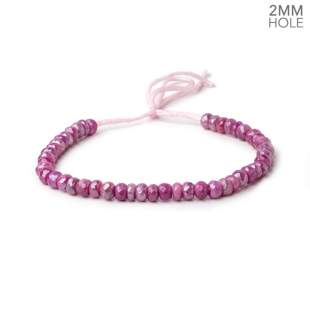 6mm Mystic Fuchsia Moonstone 2mm Large Hole Faceted Rondelles 8 inch 48 Beads - BeadsofCambay.com