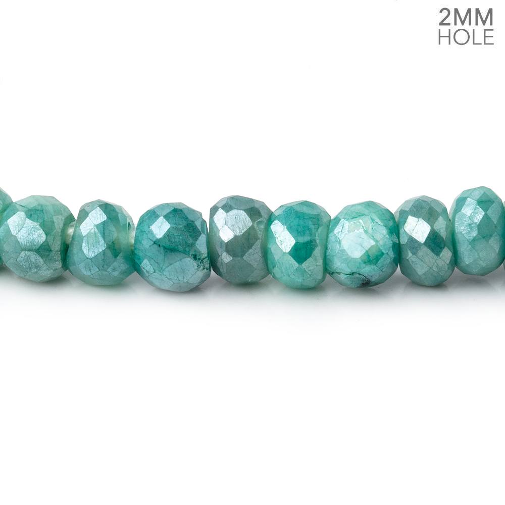 6mm Mystic Green Moonstone 2mm Large Hole Faceted Rondelles 8 inch 48 Beads - BeadsofCambay.com