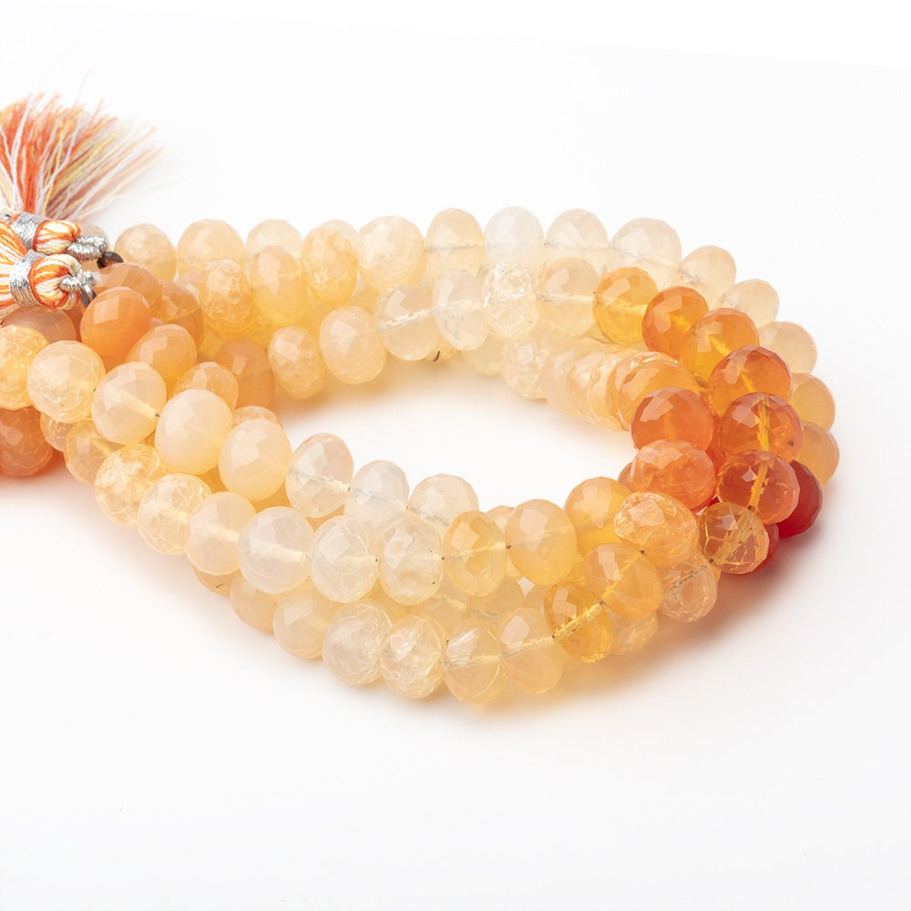 8mm Fire Opal Faceted Rondelle Beads 8 inch 28 pieces A - BeadsofCambay.com