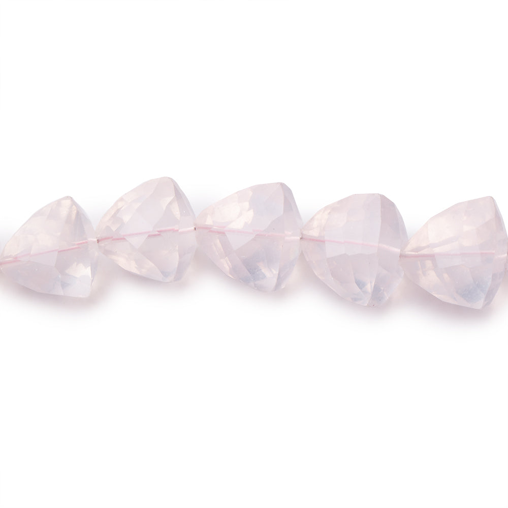 7-12mm Rose Quartz Straight Drilled Faceted Trillion Beads 16 inch 46 pieces - BeadsofCambay.com