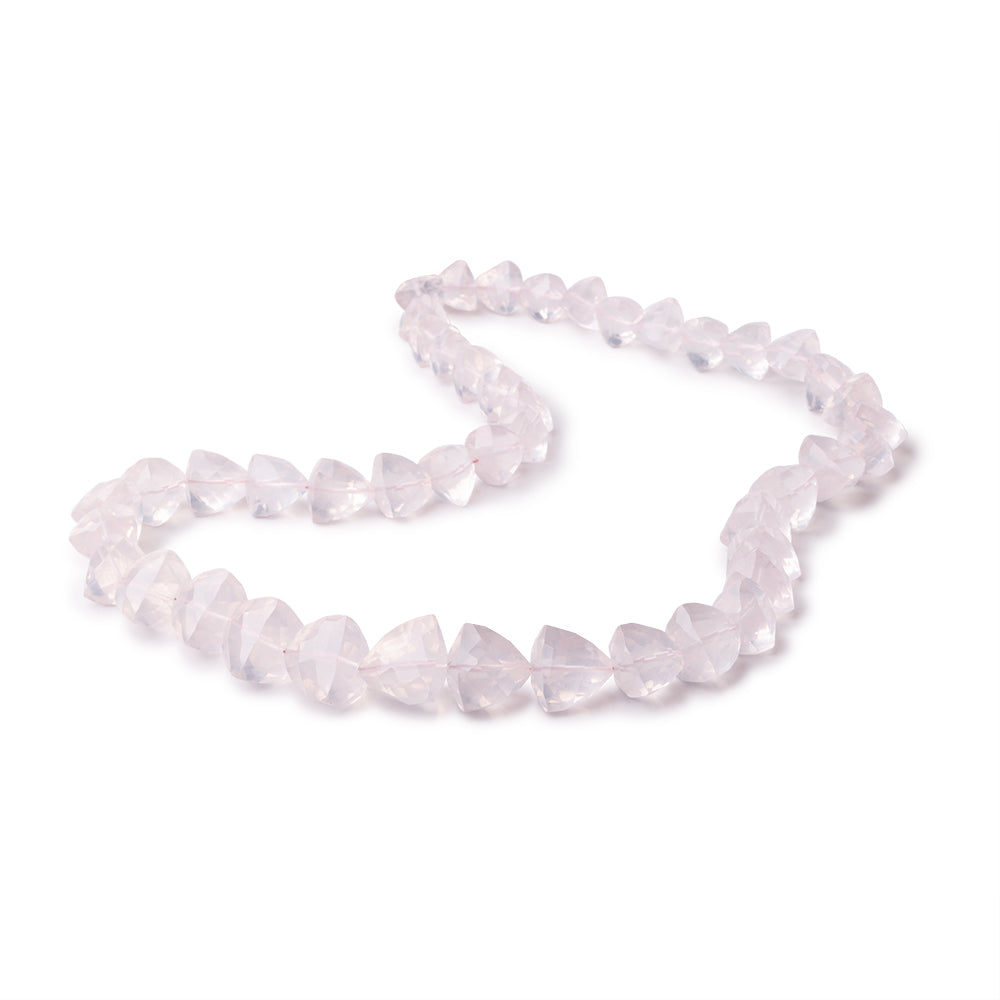 7-12mm Rose Quartz Straight Drilled Faceted Trillion Beads 16 inch 46 pieces - BeadsofCambay.com