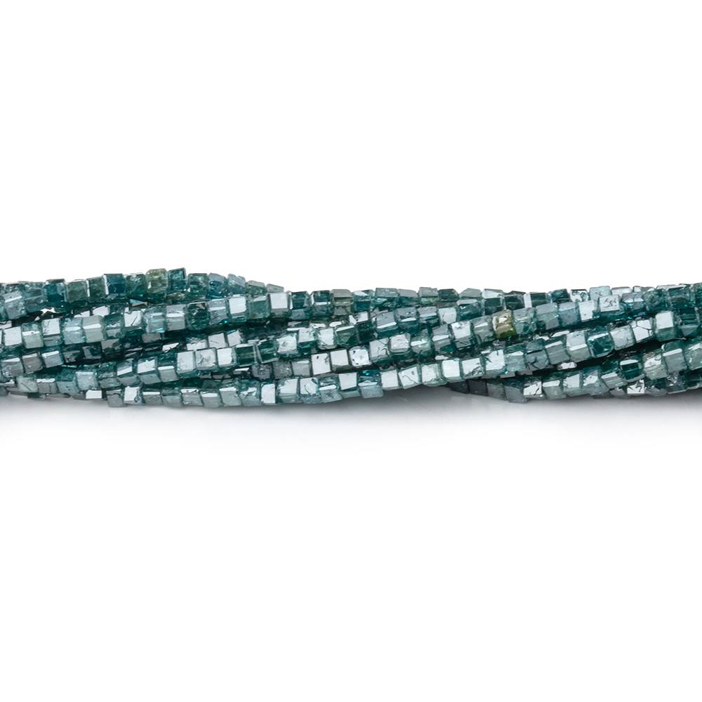1-1.7mm Teal Blue Diamond Unfaceted Cube Beads 15 inch 290 pieces - BeadsofCambay.com