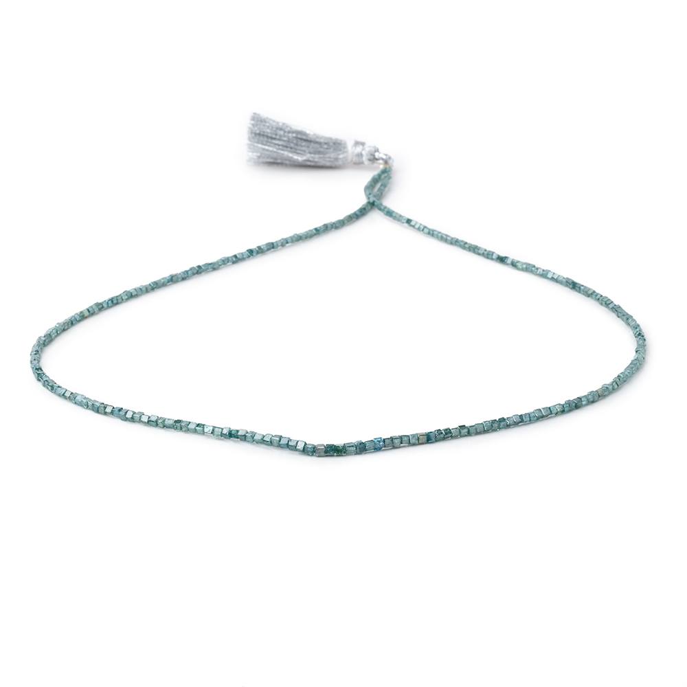1-1.7mm Teal Blue Diamond Unfaceted Cube Beads 15 inch 290 pieces - BeadsofCambay.com
