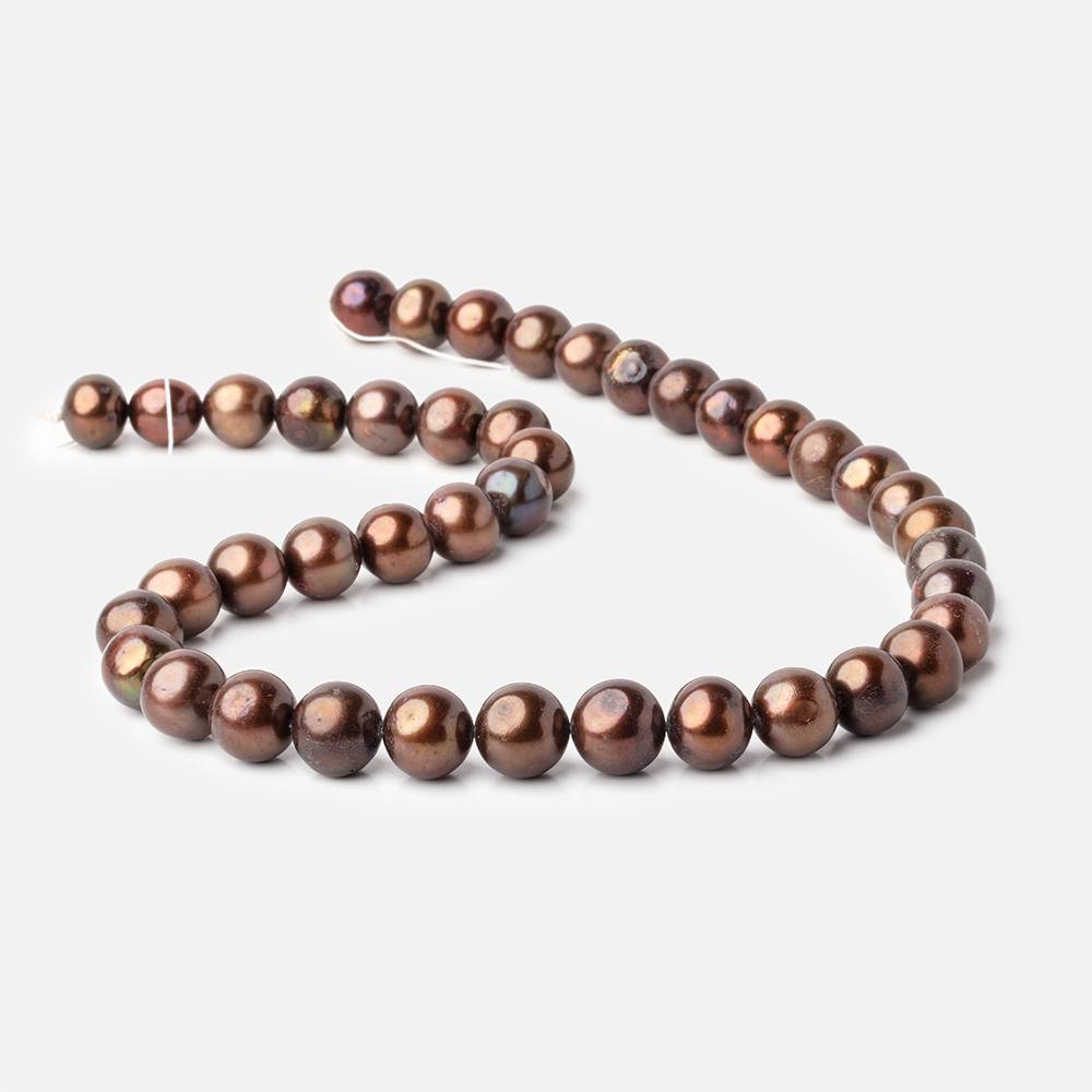 10x9-11x9mm Chocolate Off Round Freshwater Pearl Beads 15 inch 41 pieces - BeadsofCambay.com