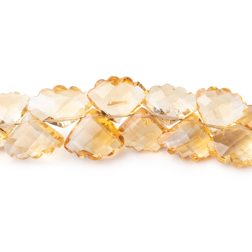 9x7-13x9mm Citrine Carved & Faceted Fan Beads 6 inch 36 pieces AAA - BeadsofCambay.com