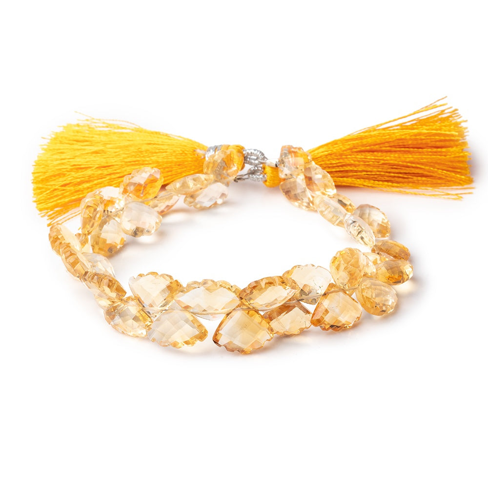 9x7-13x9mm Citrine Carved & Faceted Fan Beads 6 inch 36 pieces AAA - BeadsofCambay.com