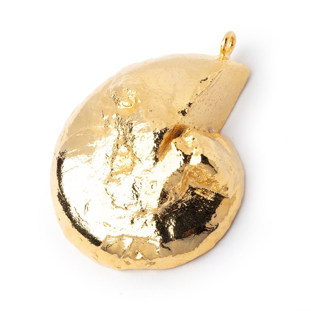 41.5x35mm Gold Leafed Ammonite Fossil Pendant 1 focal piece - Beadsofcambay.com