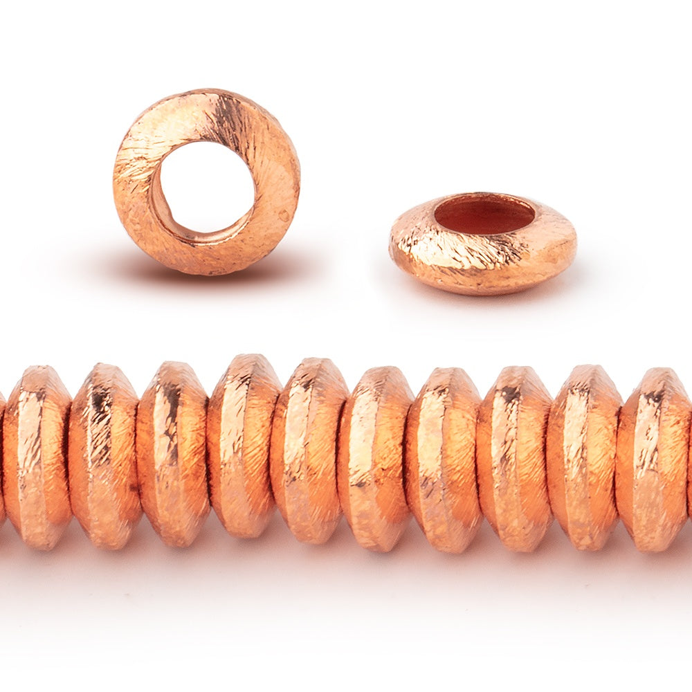 10mm Copper Brushed Disc 8 inch 55 Large Hole Beads - BeadsofCambay.com