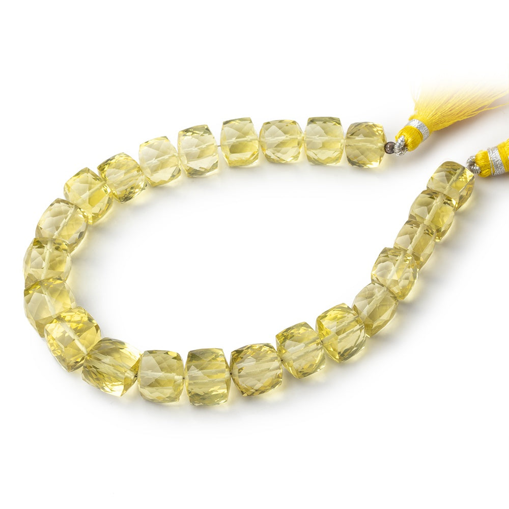 9-11mm Lemon Quartz Faceted Cube Beads 8 inch 23 pieces - BeadsofCambay.com