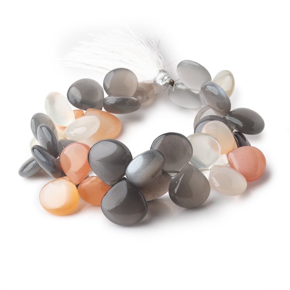 12-14mm Multi Color Moonstone Plain Heart Beads 8 inch 42 pieces - BeadsofCambay.com