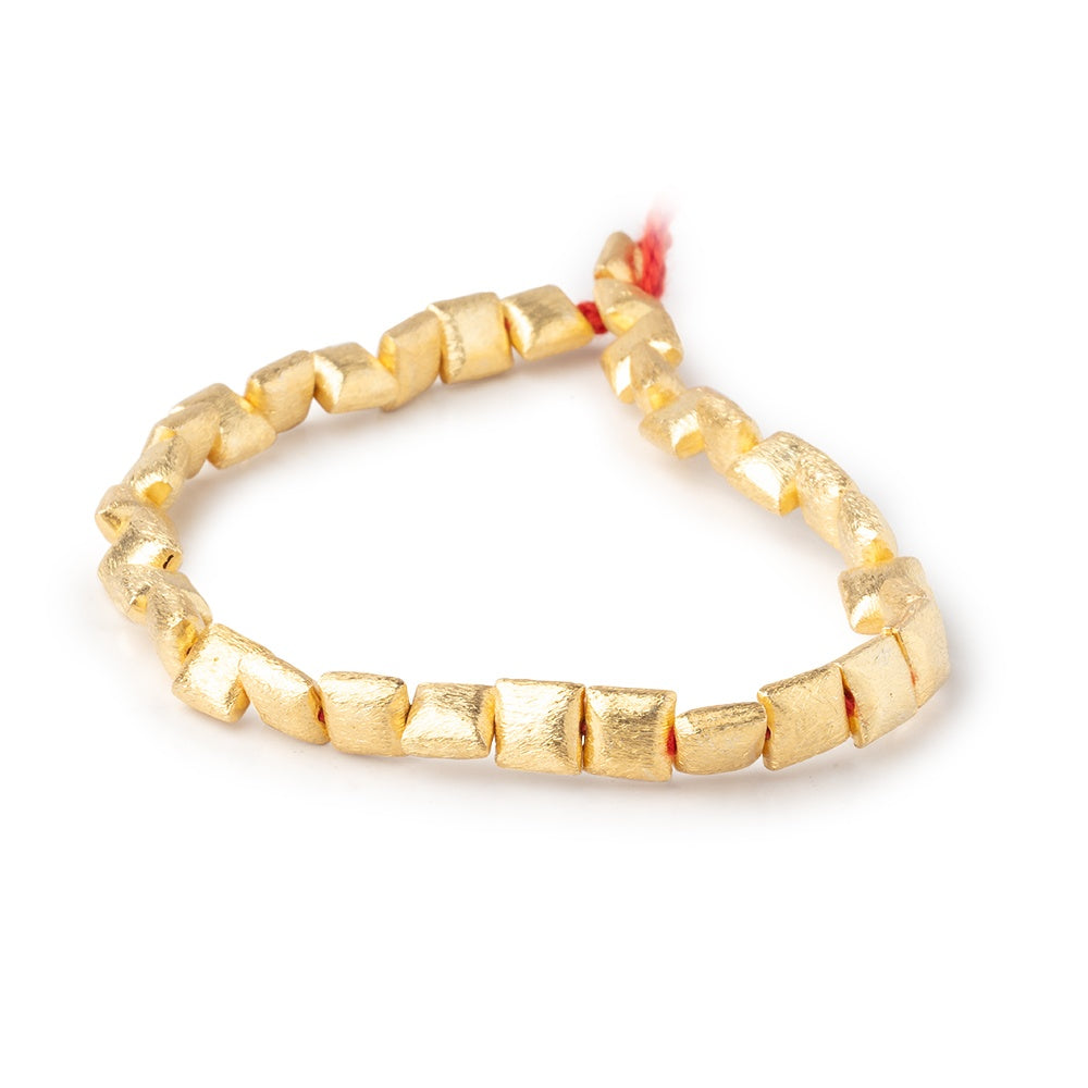 6mm 22kt Gold plated Brushed Square Beads 8 inch 32 pieces - BeadsofCambay.com