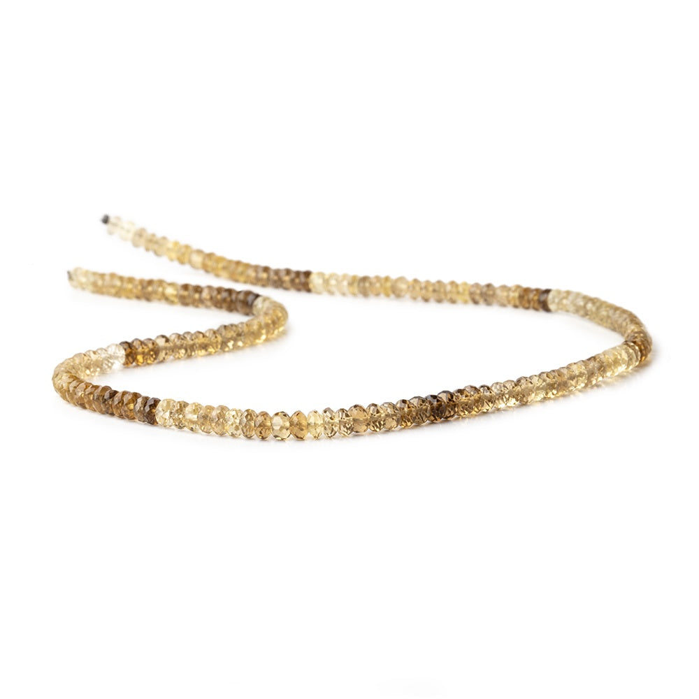 4.5mm Bicolor Smoky And Lemon Quartz Faceted Rondelle beads 15.5 Inch 150 pieces View 2