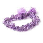 8mm Pink Amethyst Top Drilled Faceted Trillion Beads 8 inch 60 pieces - BeadsofCambay.com