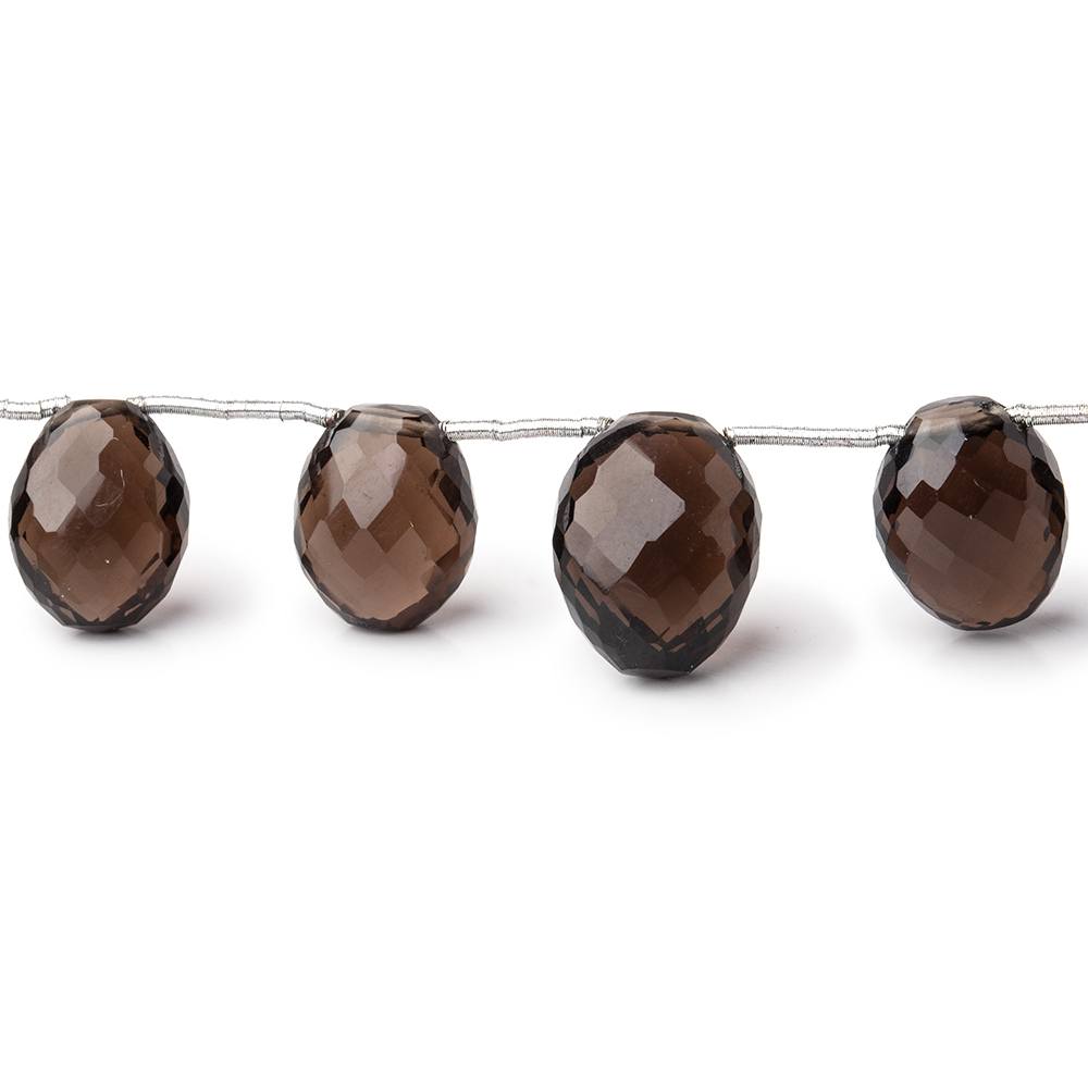 11x8-14x10mm Smoky Quartz Faceted Oval Beads 8 inch 13 pieces - BeadsofCambay.com