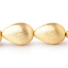 23x16mm 22kt Gold Plated Copper Brushed Puffy Pear Beads 8 inch 9 pieces - BeadsofCambay.com