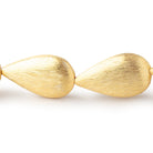 23x13mm 22kt Gold Plated Copper Brushed Pear 8 inch 9 Beads - BeadsofCambay.com