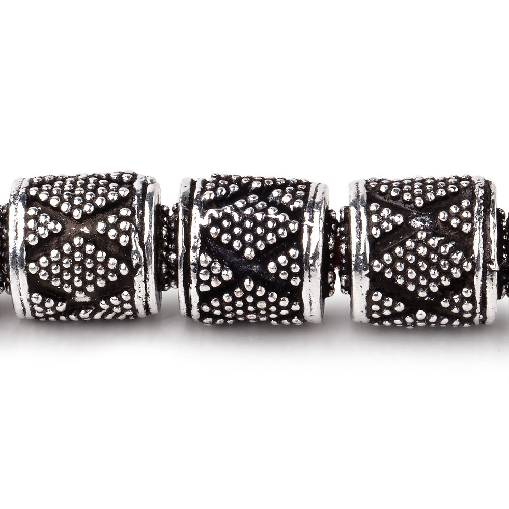 10x9mm Antiqued Sterling Silver Plated Copper Tube 8 inch 18 Beads 2mm Hole - BeadsofCambay.com