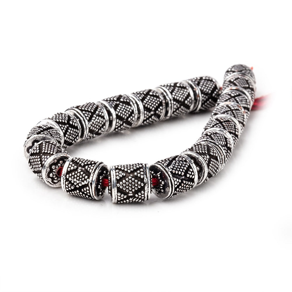10x9mm Antiqued Sterling Silver Plated Copper Tube 8 inch 18 Beads 2mm Hole - BeadsofCambay.com