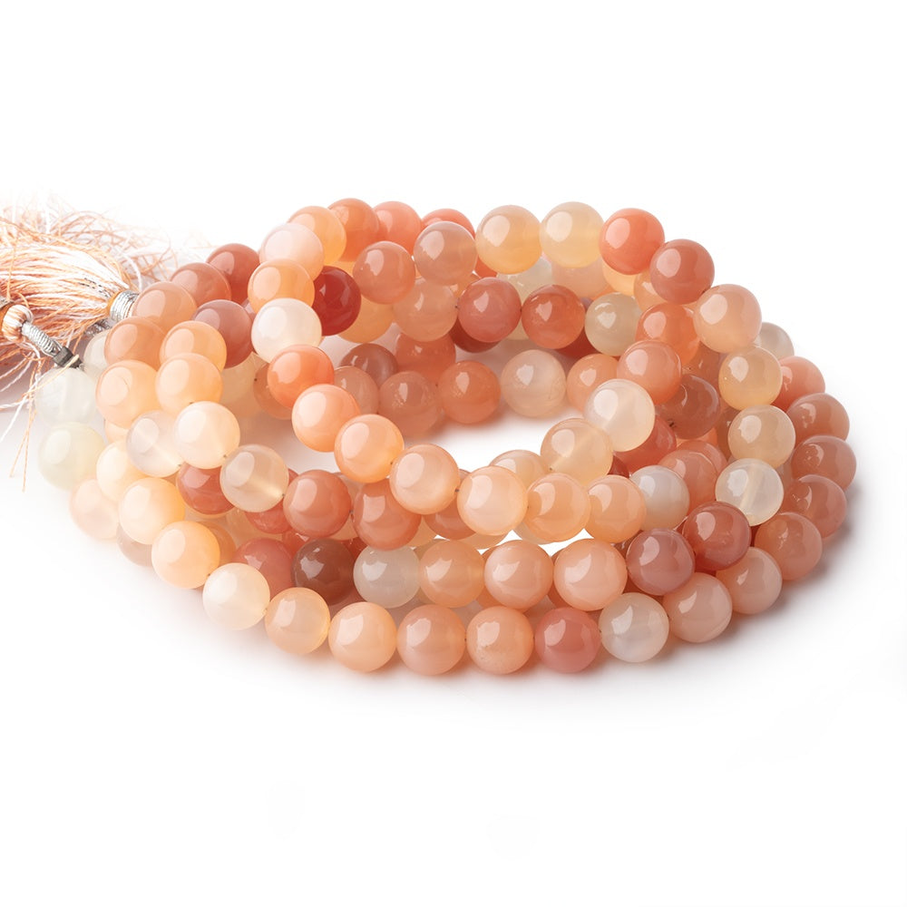 7mm Tri-Color Moonstone Plain Round Beads 16 inch 49 pieces - BeadsofCambay.com
