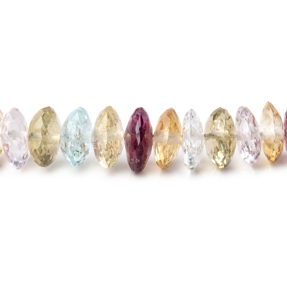 6-8mm Multi Gemstone German Faceted Rondelle Beads 14 inch 124 pieces AAA - BeadsofCambay.com
