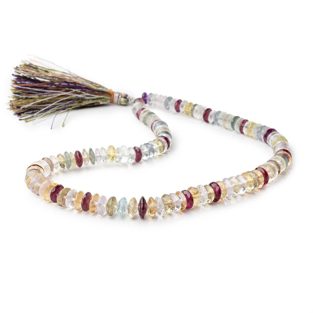 6-8mm Multi Gemstone German Faceted Rondelle Beads 14 inch 124 pieces AAA - BeadsofCambay.com