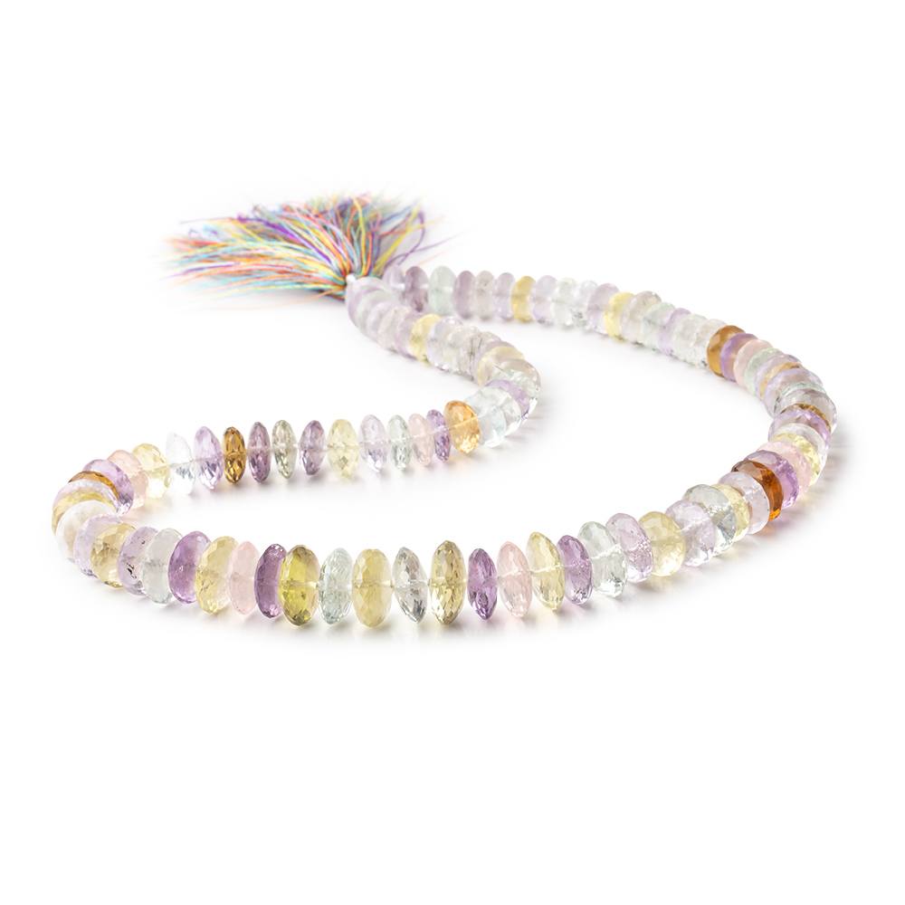 8-12mm Multi Gemstone German Faceted Rondelles 16 inch 93 Beads  AAA - BeadsofCambay.com