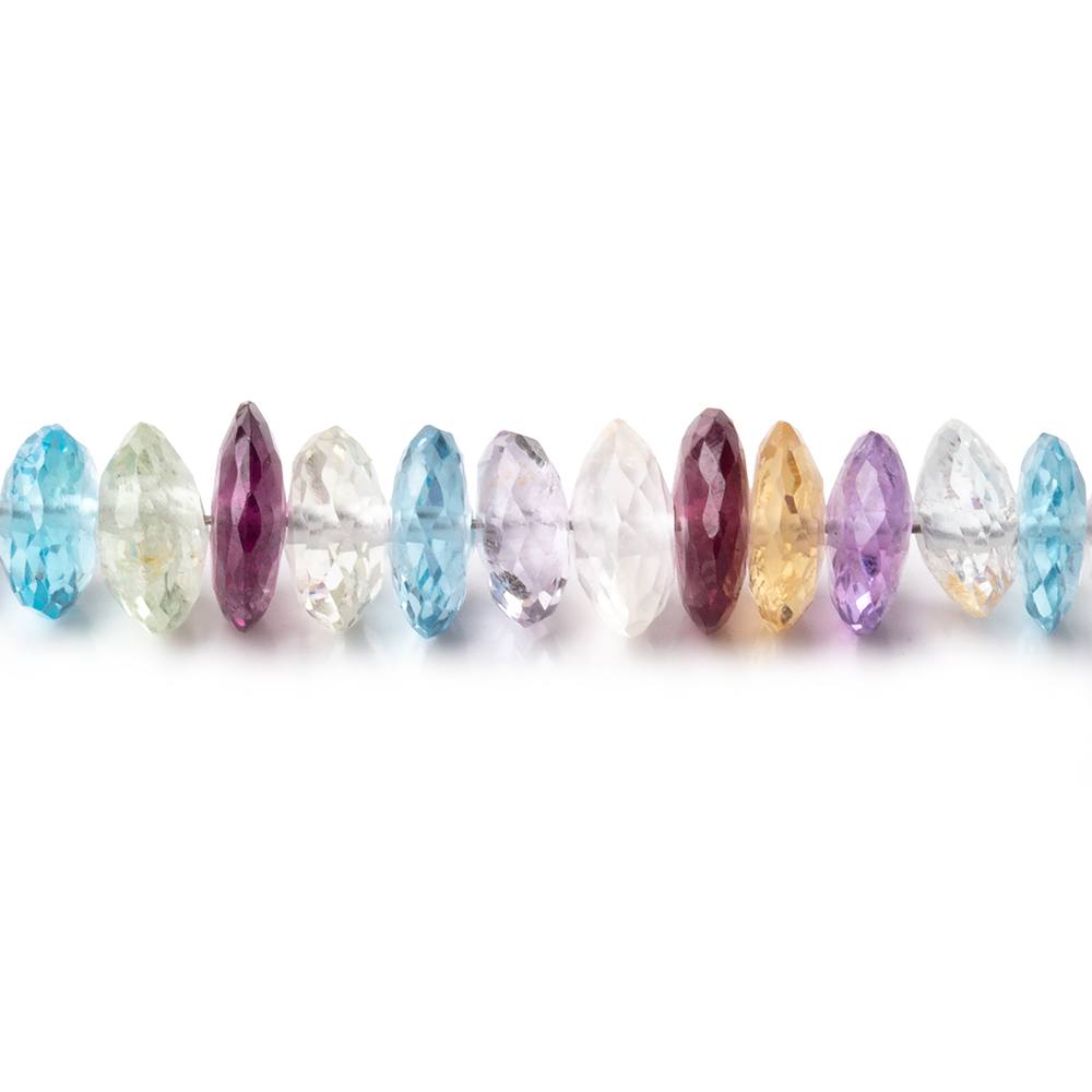 6-7mm Multi Gemstone German Faceted Rondelles 16 inch 150 Beads AAA - BeadsofCambay.com