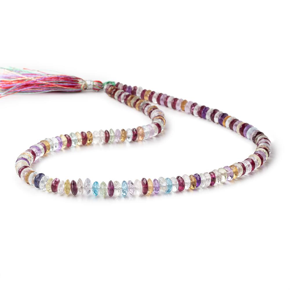 6-7mm Multi Gemstone German Faceted Rondelles 16 inch 150 Beads AAA - BeadsofCambay.com