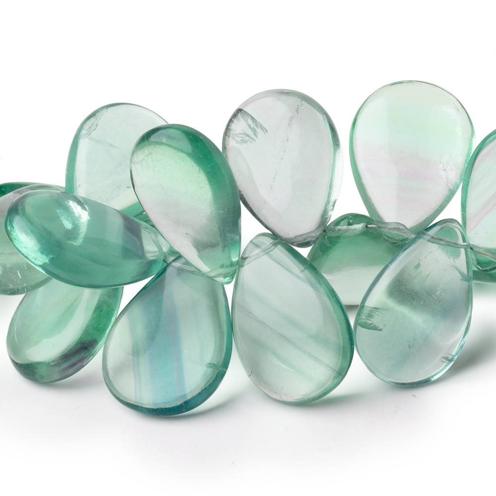 17x12-23x15mm Fluorite Plain Pear Beads 6.5 inch 27 pieces - BeadsofCambay.com